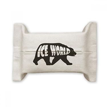 Imagem de Bolsa de linho de algodão com desenho de urso preto natural para lenços faciais