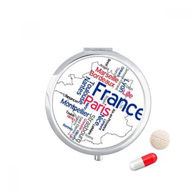 Imagem de Palavras nome da cidade França caixa de armazenamento de medicamentos, porta-comprimidos