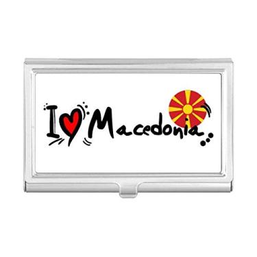 Imagem de I Love Macedônia, bandeira de palavras, amor, coração, ilustração, porta-cartões de visita, caixa de bolso
