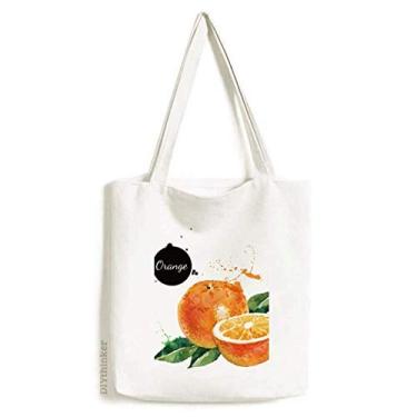 Imagem de Sacola de lona laranja saborosa e saudável para aquarela, bolsa de compras casual