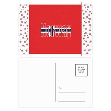 Imagem de Cartão postal de natal com nome da bandeira da Noruega e flores comemorativas