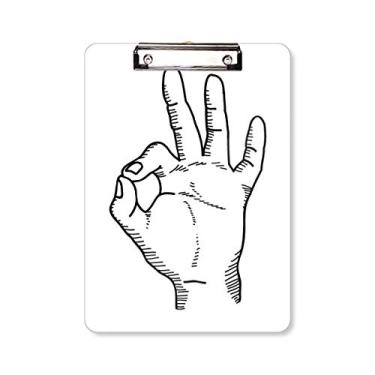 Imagem de Desenho de linha OK Gesto Padrão Prancheta Pasta Bloco de Escrita Placa de Apoio A4