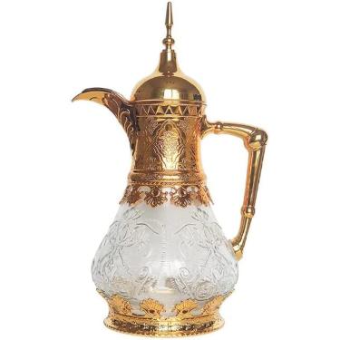 Imagem de Moroccan Teapot 1.6 L, Teapot Made Of Brass, With Integrated Filter, Traditional Model, Arabic Jug, Tea Maker, Tea Warmer,Ouro,Constructive23