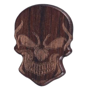 Imagem de Palheta de Guitarra de Caveira Exclusiva, Madeira Maciça, Excelente Qualidade de Som, Personalizada para o Halloween (Tipo B(chacate Preto))
