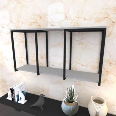 Imagem de Prateleira Industrial Suspensa Estante Parede Nicho Cinza Cozinha Escritorio Sala Quarto Infantil