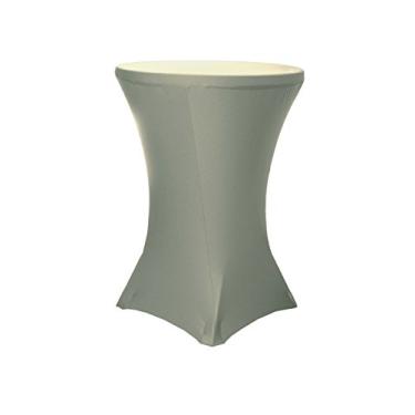 Imagem de LA Linen Toalha de mesa redonda de elastano 76 cm x 76 cm de altura, cinza claro
