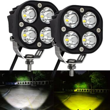 Imagem de Szdystar Luzes de neblina LED off-road para dirigir amarelo branco duas cores 2 peças 40 W 7 polegadas luzes LED pod luzes auxiliares de trabalho luzes de vala adequadas para motocicleta caminhão carro SUV ATV captadores de barco trator