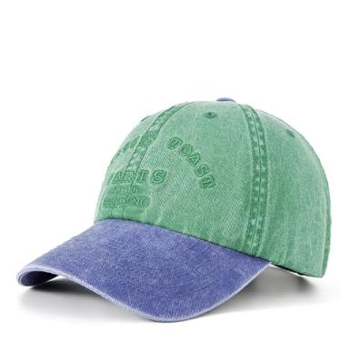 Imagem de yilibllii Boné de beisebol bordado 100% algodão tingido com pigmentos de alto perfil, boné com seis painéis, chapéus de casal, Verde, Tamanho �nica