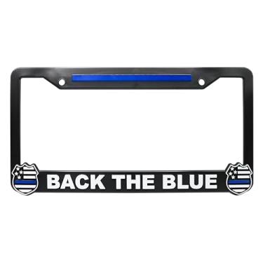 Imagem de LP Frameworks Back The Blue for Police Support Moldura de placa de licença elevada 3D | 1 pacote de capa de placa de carro dos EUA | Suporte universal para placa de carro dos EUA | Acessórios