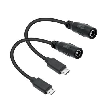 Imagem de Maixbomr Cabo de alimentação CC curto de 5,5 mm x 2,1 mm para micro USB de 6 polegadas, cabo de extensão de carregamento de energia 5V 3A, para lâmpada de mesa de LED, ventilador pequeno, etc., outros