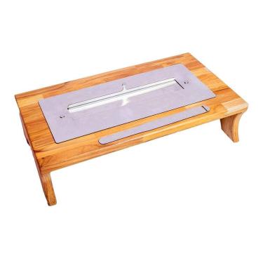 Imagem de Lareira de Mesa Portátil Ecológica Inox a Álcool 39x16,5x6cm