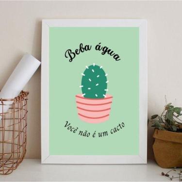 Imagem de Quadro Lembrete Beber Água - Beba Água 45X34Cm - Com Vidro