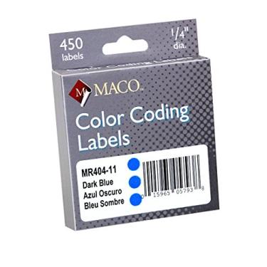 Imagem de MACO Etiquetas de codificação de cores redondas azul-escuro, 0,6 cm de diâmetro, 450 por caixa dispensadora (MR404-11)
