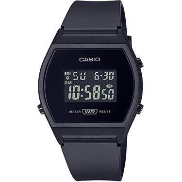 Imagem de Casio Relógio adulto unissex com mostrador preto digital da série vintage - LW-204-1BDF, preto, pulseira, Preto, alça