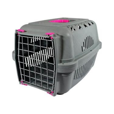 Imagem de Caixa de Transporte DuraPets Pink com Porta de Aço para Cães e Gatos -