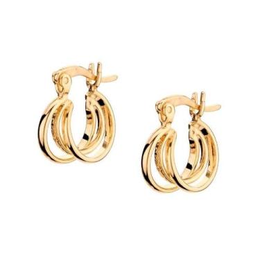 Imagem de Brincos banhado ouro 3x 24k 18k e 22k femininos argola pequenos romman