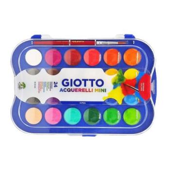 Imagem de Kit Aquarela Pastilha 24 Cores Intensas Com Pincéis Giotto - Fila