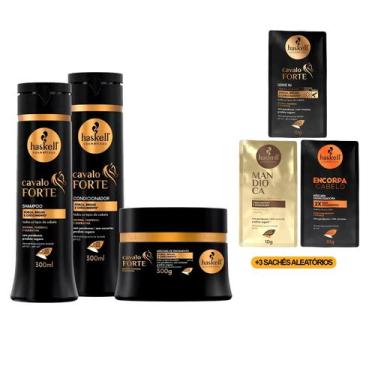 Imagem de Kit Haskell Cavalo Forte Trio Cresce Cabelo 300ml +3 Sachês