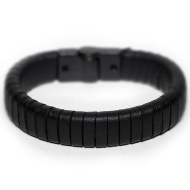 Imagem de Pulseira Couro Masculina - Black Edition - Vorax Acessórios, P - 17cm 