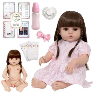 Imagem de Bebe Tipo Reborn Menina Laura Realista Com Chupeta 13 Itens - Cegonha 