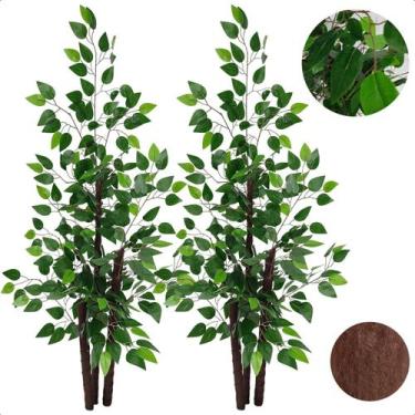 Imagem de Kit 2 Planta Artificial Ficus Verde Benjamina Sem Vaso Decoração - Flo