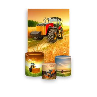 Imagem de Painel De Festa Vertical 1,50 x 2,20 + Trio De Capas Cilindro - Fazend