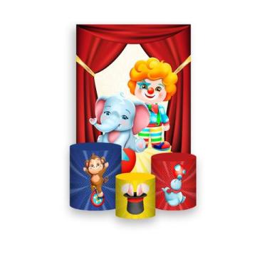 Imagem de Painel De Festa Vertical 1,50 x 2,20 + Trio De Capas Cilindro - Circo 