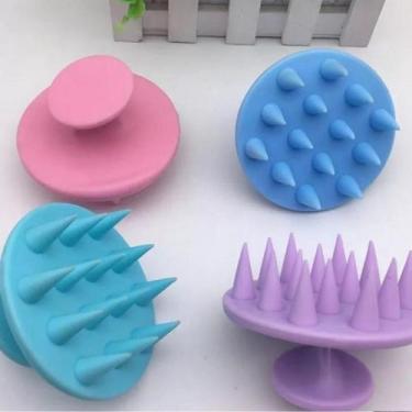 Imagem de Escova de Massagear o Couro Cabeludo de Silicone/Massageadora - CORES 