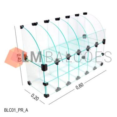Imagem de Baleiro Preto de Vidro Raio - 0,60 x 0,40 x 0,20m - LM Balcoes