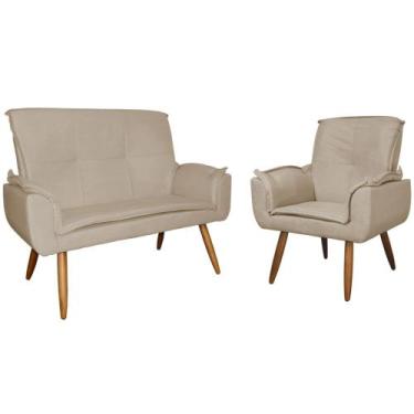 Imagem de Kit 1 Namoradeira mais 1 Poltrona Emília Suede Cores - DS Estofados, C