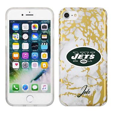 Imagem de Prime Brands Group Capa de celular com design de mármore branco e dourado em película de TPU para Apple iPhone 8/7/6S - NFL Licensed New York Jets