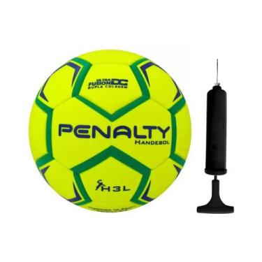 Imagem de Bola Handebol Penalty H3L Ultra Fusion + Bomba de Ar, Amarelo, Verde, 