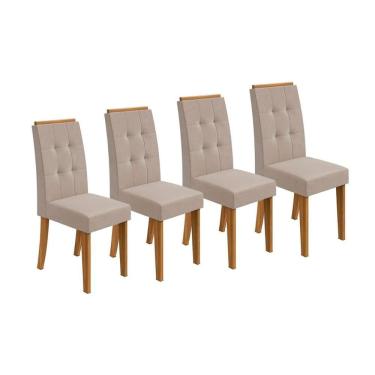 Imagem de Cadeira Sala de Jantar Celebrare Kit 4 Un Amêndoa/Suede Creme - Lopas