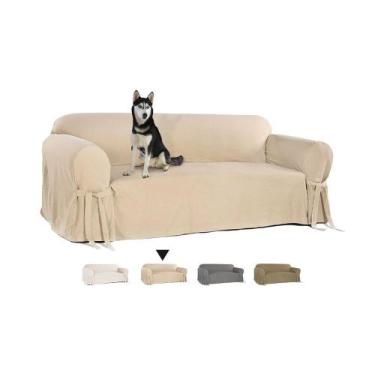 Imagem de Capa para Sofá de 2 Lugares em Brim Sarja 100% Algodão - Mistero, Bege