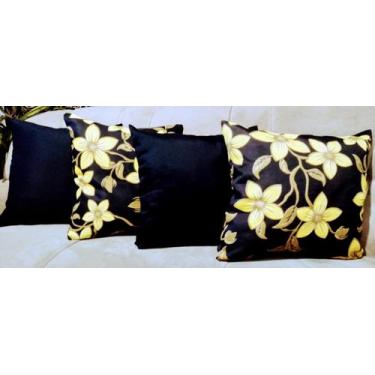Imagem de Kit 4 capas Almofadas Decorativas Colorida Estampado  45x45 cor preto 