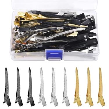 Imagem de Glarks 45 clipes de cabelo de 8,89 cm para pentear, grampos de cabelo com bico de pato de metal em 3 cores, ideais para mulheres, cabelos longos, cachos de cabelo, salão de beleza, laços, faça você