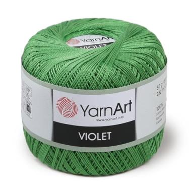 Imagem de Yarn Art 1 novelo violeta, 100 fios de algodão mercerizado, crochê, renda, tricô, artesanato, bordado (verde 6332)