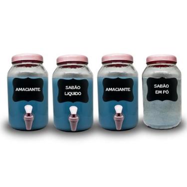 Imagem de 4 Recipientes Para Sabão em pó, Amaciante, Alvejante e sabão liquido -