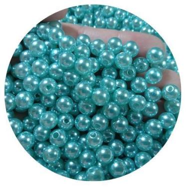 Imagem de Pérola bola lisa azul bebê 150 pçs 8MM p/ bijuterias, colares, pulseir