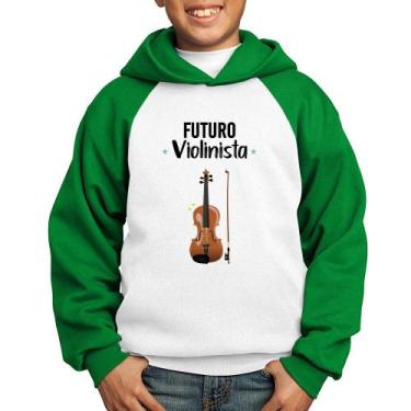 Imagem de Moletom Infantil Futuro Violinista - Foca na Moda, Branco, Verde, 6