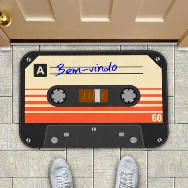 Imagem de Tapete Fita Cassete K7 Bem-Vindo Retrô Vintage - Yaay