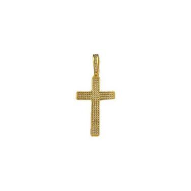 Imagem de Pingente cruz cravejada m - banhado a ouro 18k - Tojoia18K, 60cm, 70cm