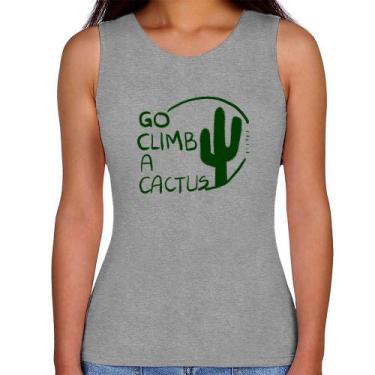 Imagem de Regata Feminina Go climb a cactus - Foca na Moda, Cinza, M
