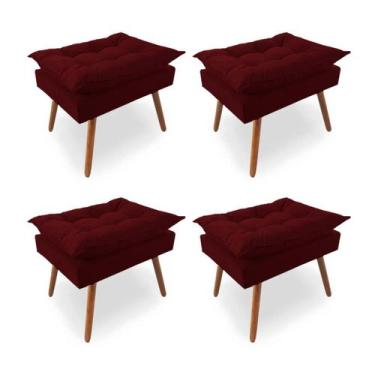 Imagem de Kit 4 Puffs Opala Pés Palito Sued Marsala - Kimi Design