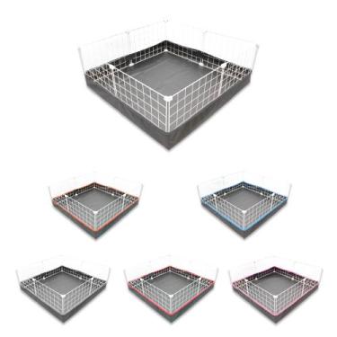 Imagem de Cercado Aramado 80x80cm Branco com Bandeja Higiênica Nylon Preto - IGU