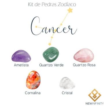 Imagem de Kit de Pedras Cristais dos Signos Câncer - 5 pedras naturais proteção 