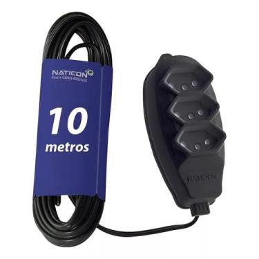 Imagem de Extensão elétrica régua 3 tomadas naticon 3x0,75mm cabo pp 10 metros 3