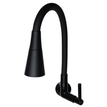 Imagem de Torneira Preta Gourmet Parede ABS Jato Duplo Tudo Silicone - Montelar 