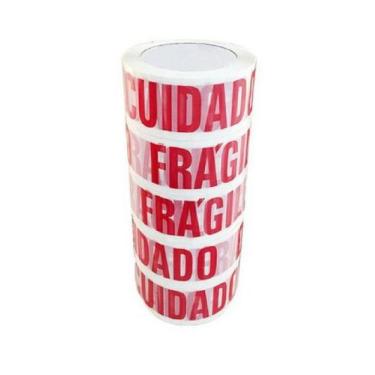 Imagem de 6 Fitas Adesiva Cuidado Frágil 100 Metros Reforçada - Koretech
