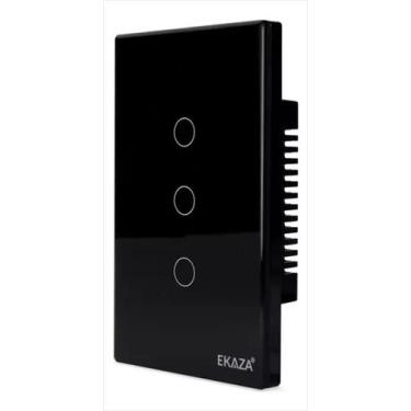 Imagem de Interruptor Inteligente Touch Wi-fi Ekaza 3 Botões Preto
